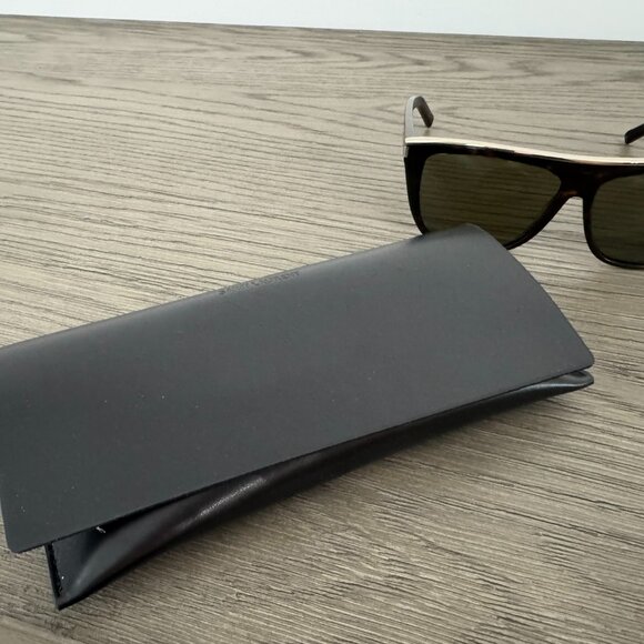 SAINT LAURENT Women's Tortoise Sunglasses with Top Gold Detail & Leather Case - Picture 13 of 16